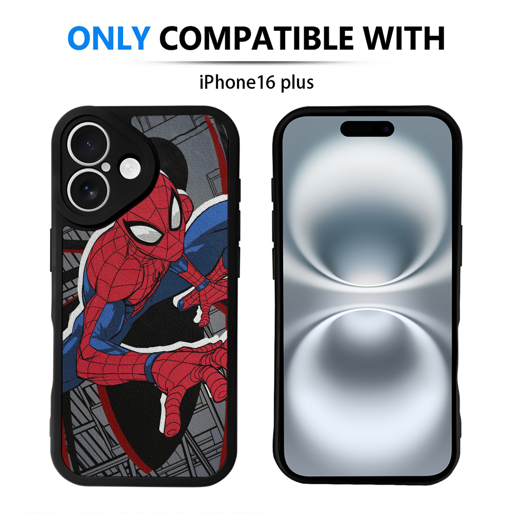 （画像用） Spider Man スパイダーマン 【iPhone 16シリーズ対応】シリコンスマホケース（レザー調） 材質：シリコン